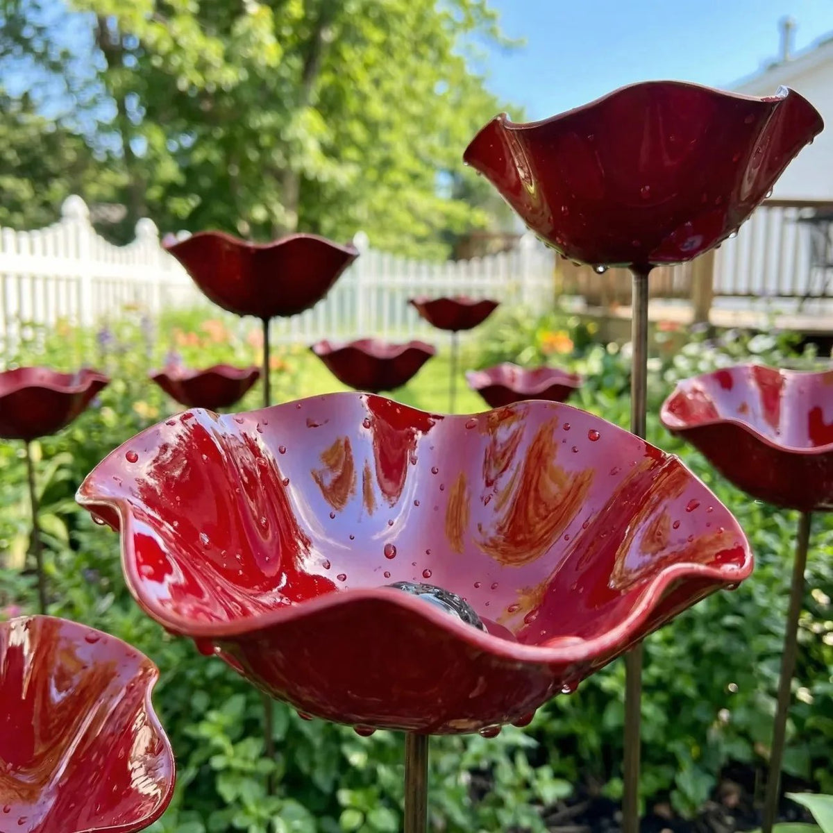 🐦 Handcrafted Outdoor Metal Flower Garden Stakes 🐦