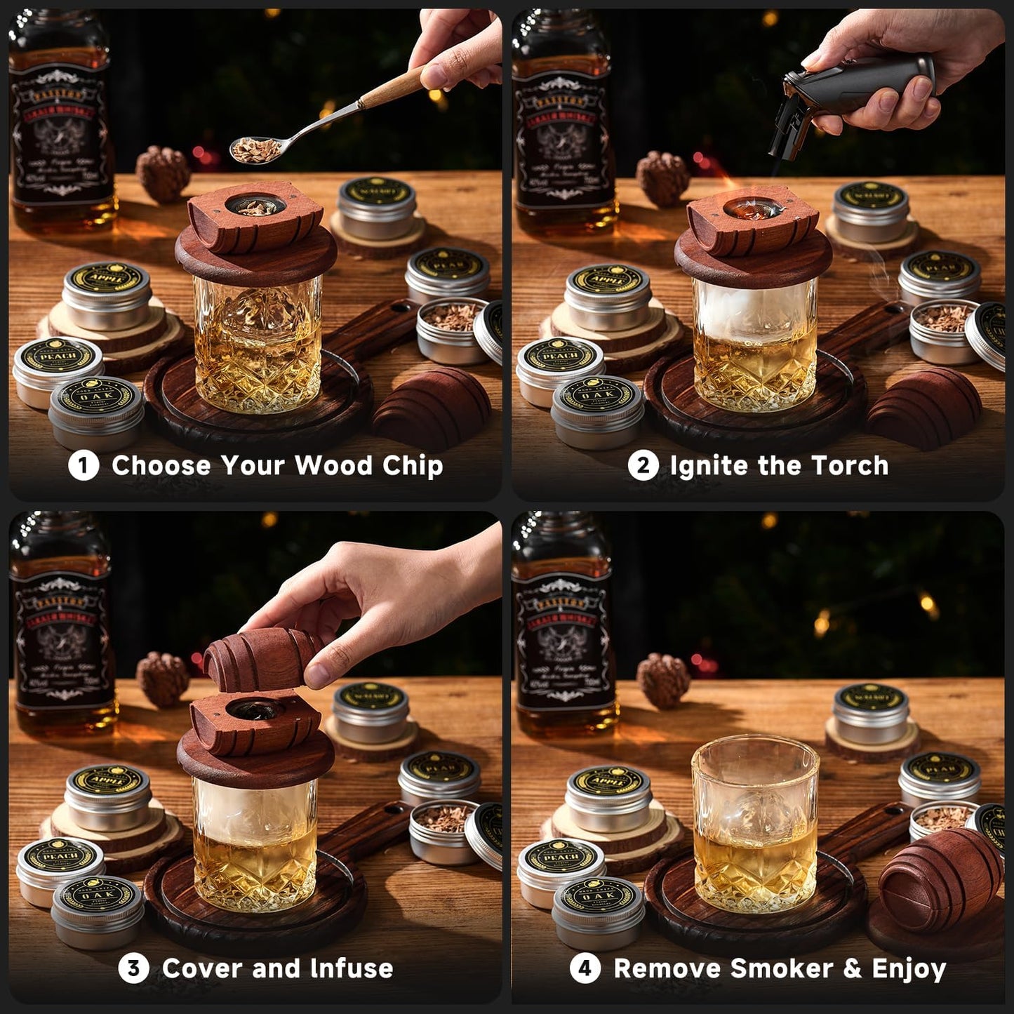 Wooden barrel smoking set