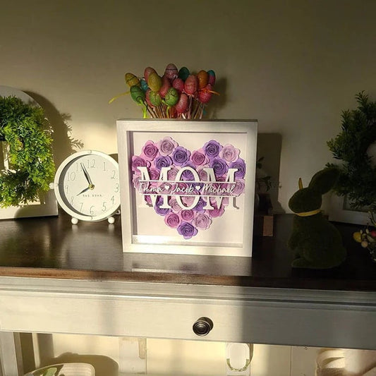 aldorian™-Personalized Mom Flower Shadow Box With Name For Mother's Day