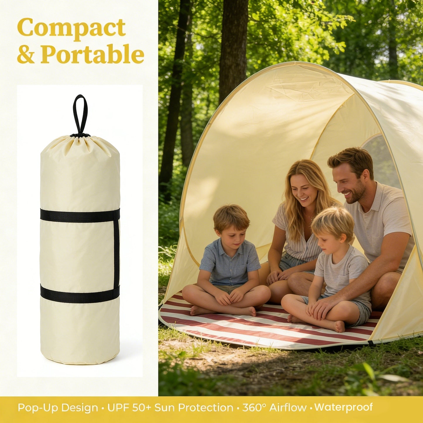 🏖️⛺️Pop-Up Beach Tent with UV Protection