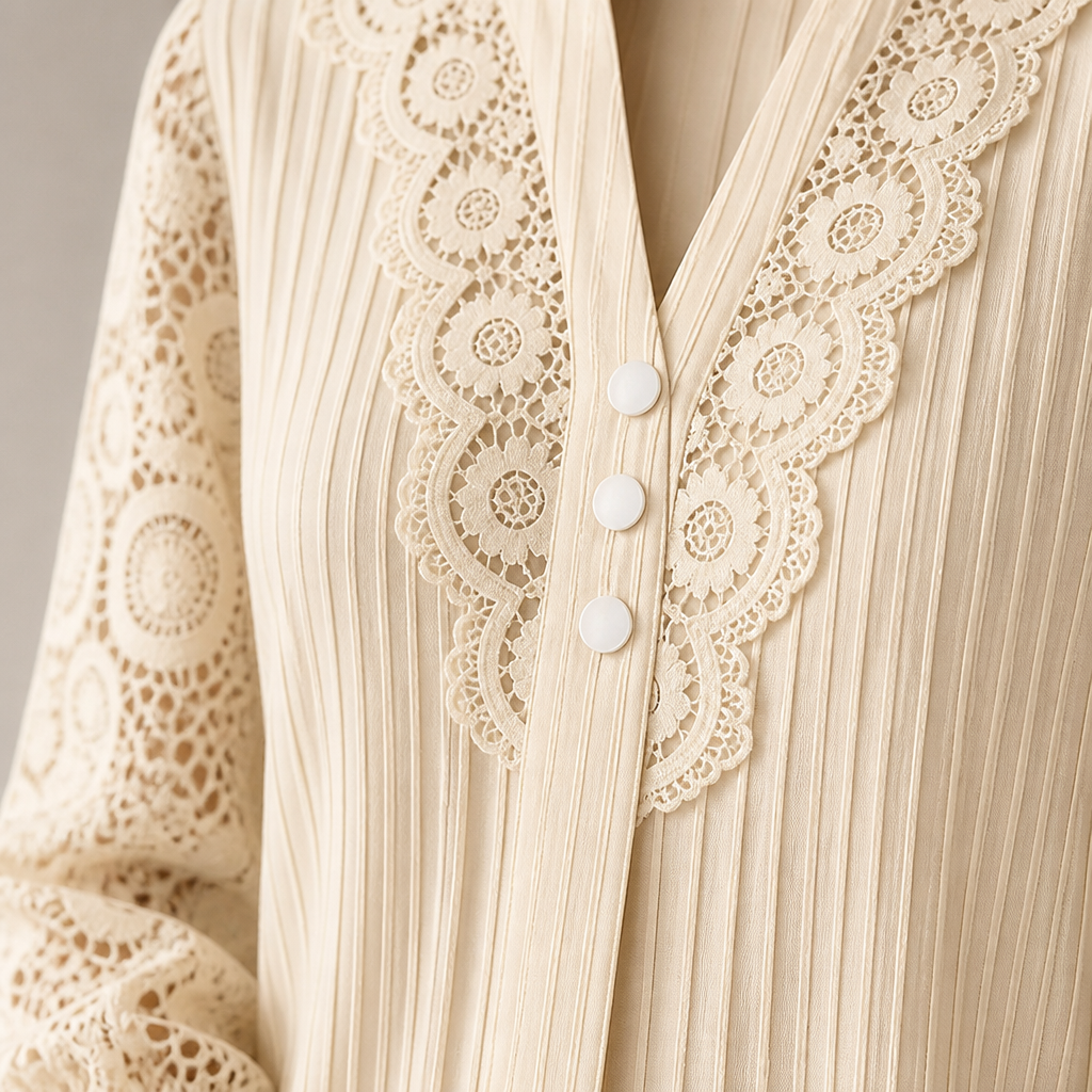 New solid color V-neck lace women's shirt