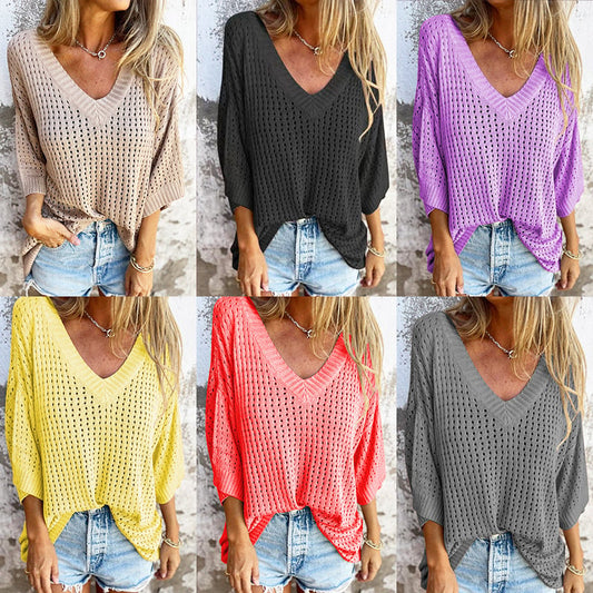 aldorian™-V-neck Hollow Knitted Top (Buy 2 Free Shipping)
