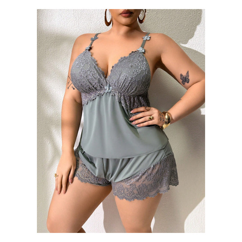 🥳2026 HOT SALE🥳💞50K+ SOLD!👗🌸 50% OFF! Lace Trim Camisole & Shorts Pajama Set – Soft satin-like fabric, adjustable straps & V-neck.