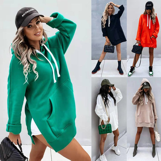 aldorian™-New Women's Solid Color Hooded Mid-Length Sweatshirt