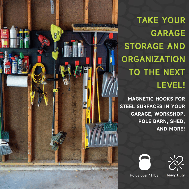 💥Heavy-Duty Magnetic Hook | For Garage, Workshop, Van & Shed Organization🏅