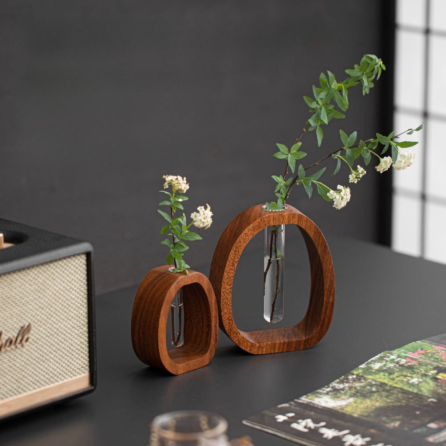 🌿✨Solid Wood Glass Vase
