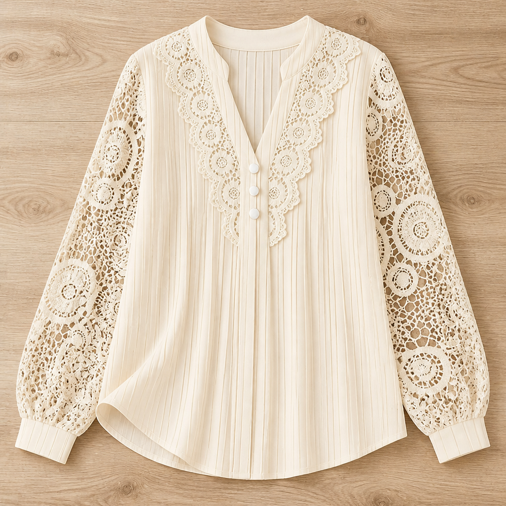 New solid color V-neck lace women's shirt