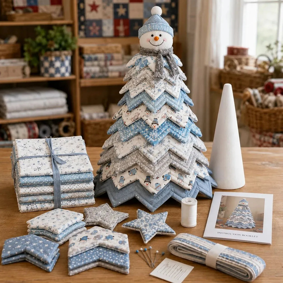 🔥HOT SALE🔥LAST DAY 50% OFF - 🎄DIY Quilted Santa Christmas Tree Kit – Handmade Fabric Holiday Tabletop Tree Decor
