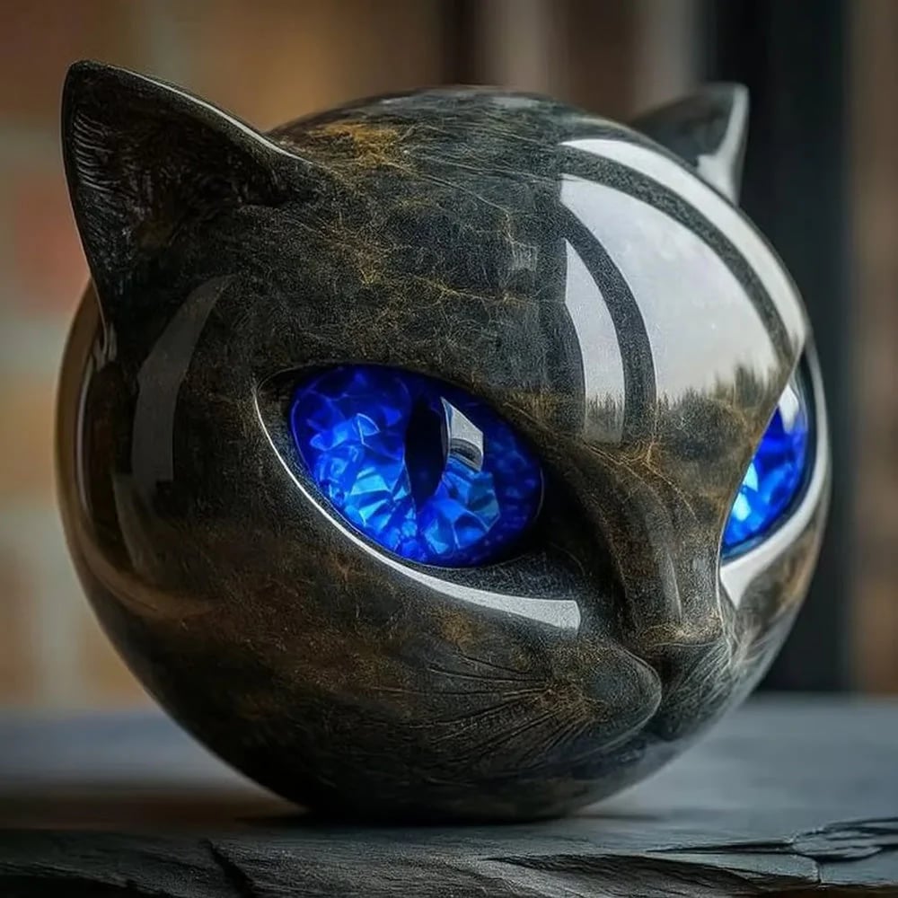 😽Elegant Black Cat Sculpture Art Ornament