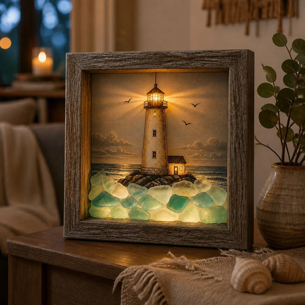 🌊✨Limited-Time Hot Seller🗼Sea Glass Shadow Box Night Light