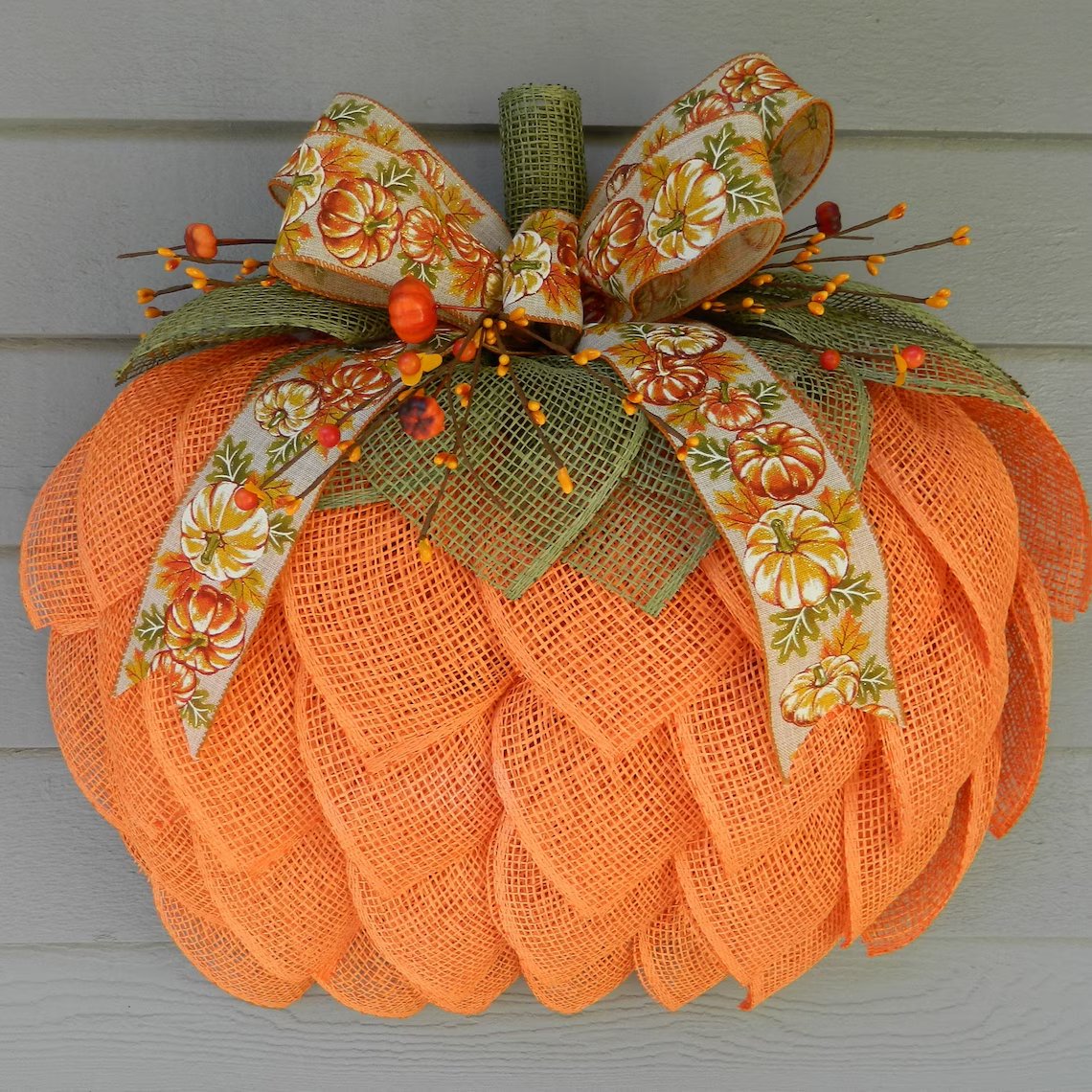 🔥🍁 Farmhouse Pumpkin Wreath For Front Door