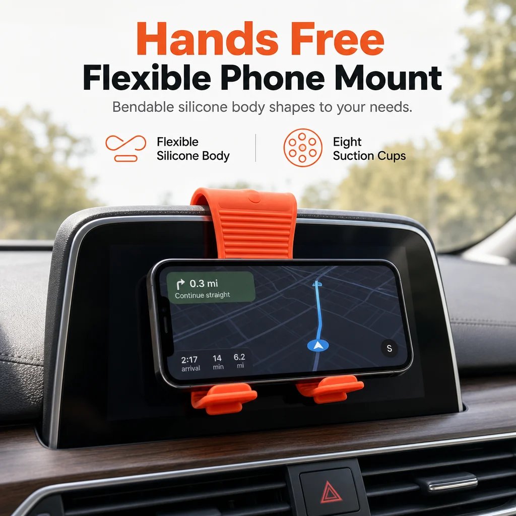Go Hands-Free Instantly! Bendable Suction Phone Mount