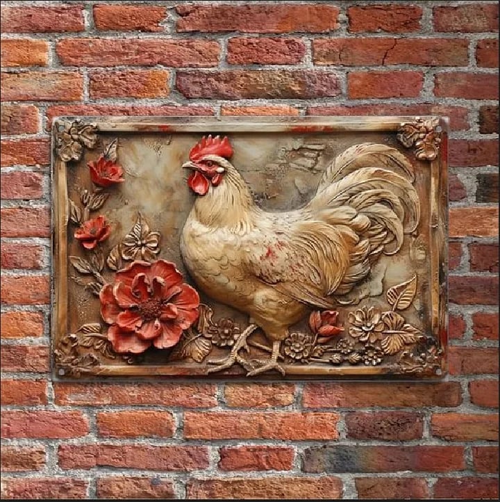 50%off- Vintage Chicken & Fresh Eggs Metal Sign