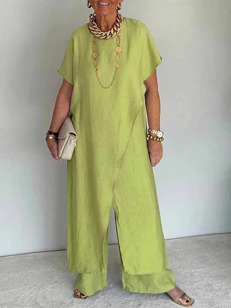 🍀🍀New Arrival - Women's Casual Retro Loose Asymmetrical Two-Piece Set