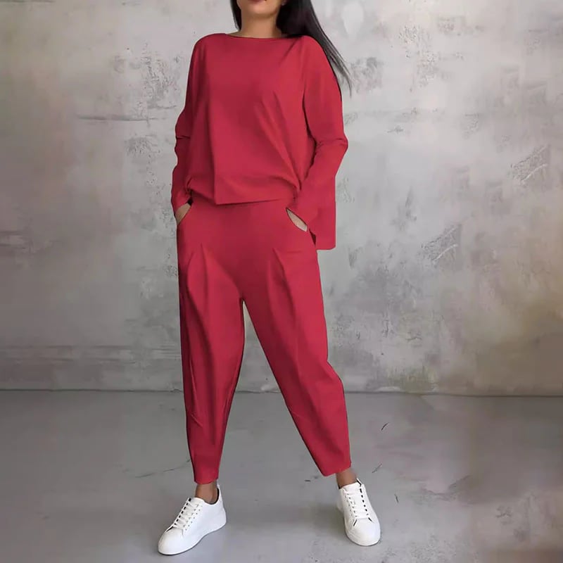 aldorian™-🔥Round-Neck Long-Sleeved Top & Pants 2-Piece Set