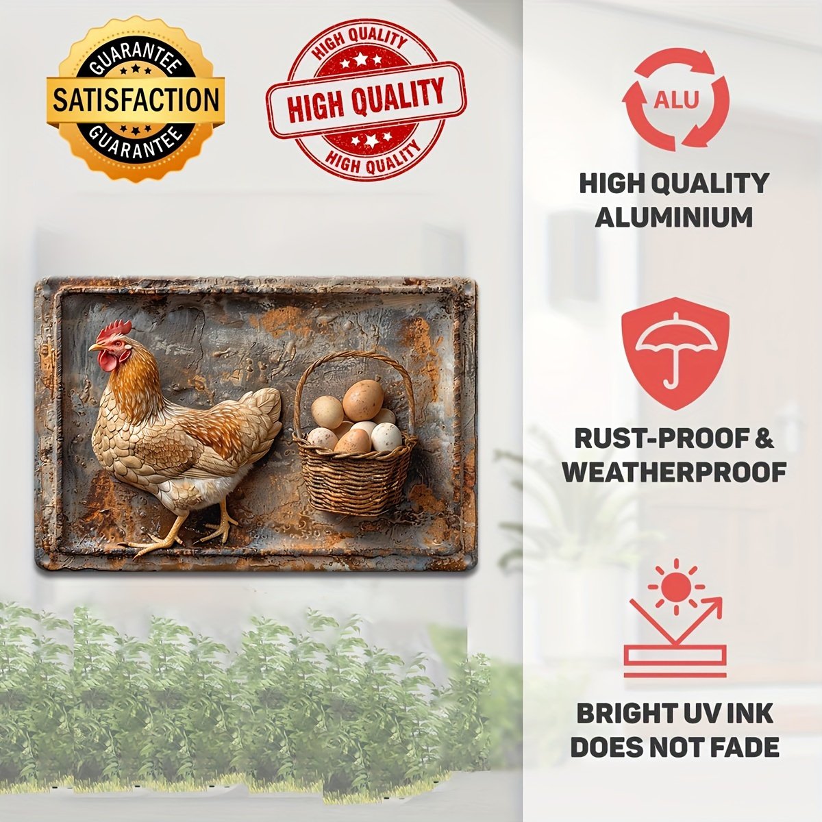 50%off- Vintage Chicken & Fresh Eggs Metal Sign