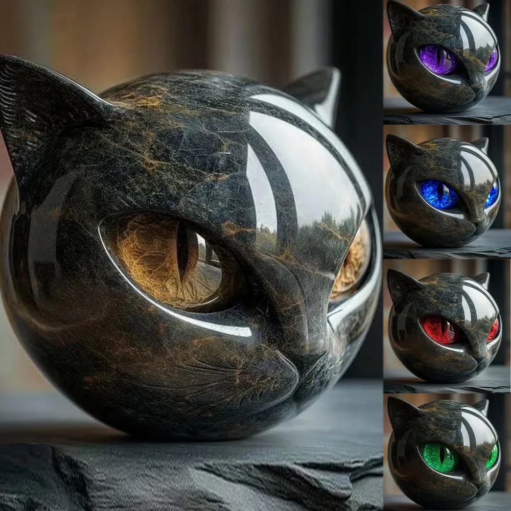 😽Elegant Black Cat Sculpture Art Ornament
