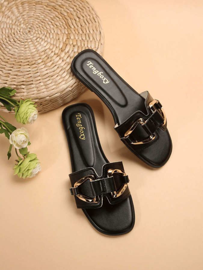aldorian™-New Arrival: Women's Slip-On Flat Sandals with Metal Buckle – Perfect for Spring & Summer!