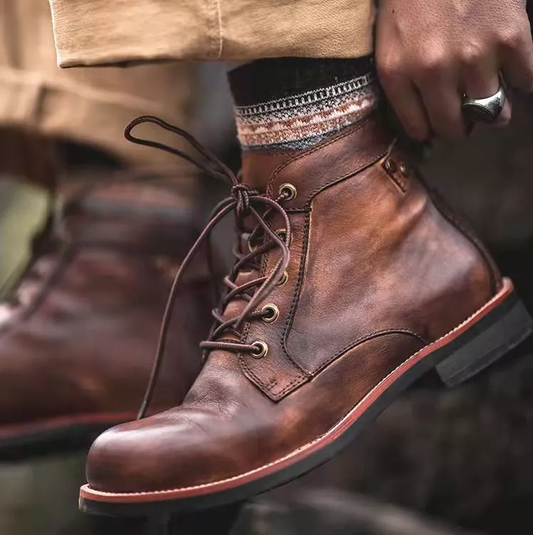 aldorian™-🔥Hot Sale🎁--40% OFF 🎉Mens Genuine Leather Waterproof Non-slip Arch Support Vintage Casual Chukka Boots