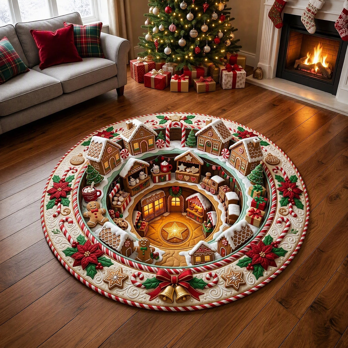 🎄3D Christmas Gnome Optical Illusion Round Rug | Fun Festive Home Decor Must‐Have⭐🏠🎁
