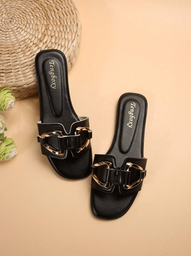 aldorian™-New Arrival: Women's Slip-On Flat Sandals with Metal Buckle – Perfect for Spring & Summer!