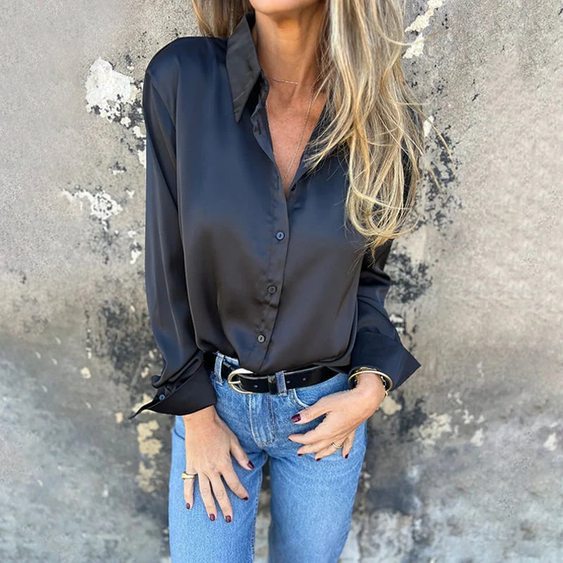 👔Elegant Satin Long Sleeve Shirt