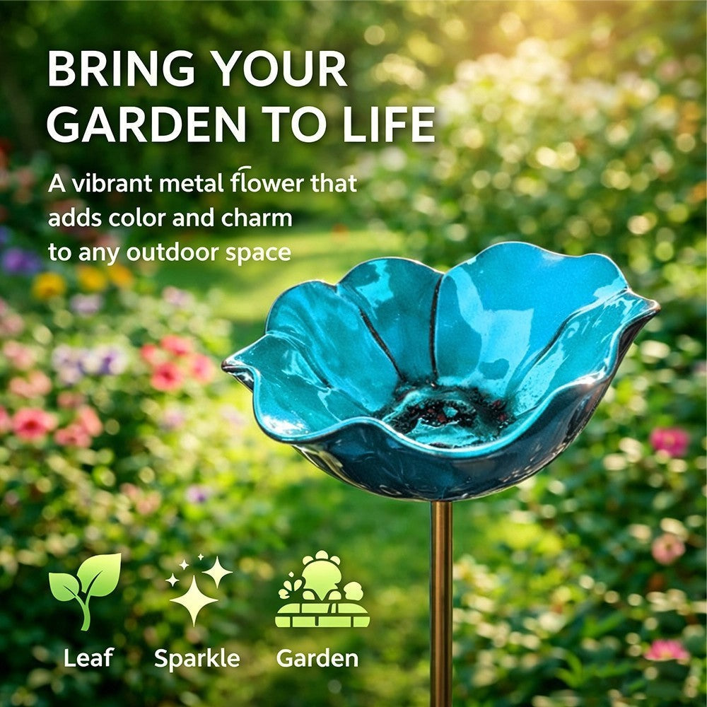 🐦 Handcrafted Outdoor Metal Flower Garden Stakes 🐦