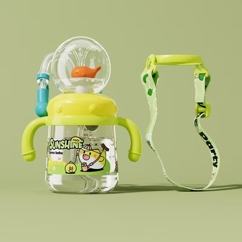 aldorian™-Drinking Cup With Whale Squirt, Weighted Sippy Cups With Adjustable Straps