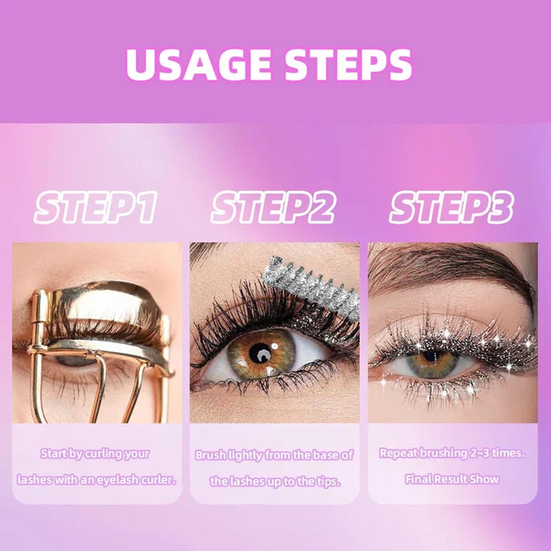 Waterproof Diamond Glitter Mascara - Long-lasting Curl, Sparkling Shine, Create Captivating Eyes!