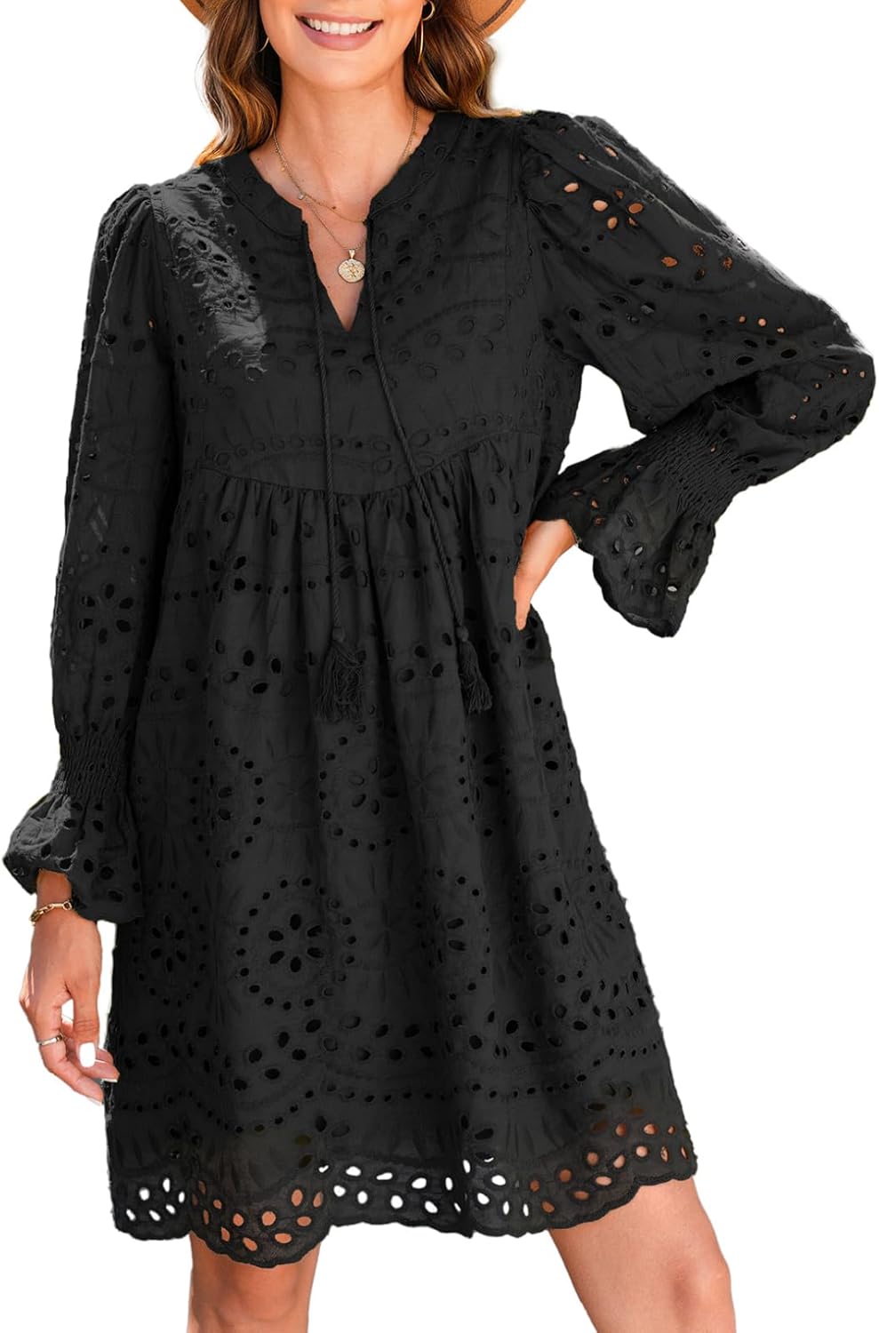 2025 New Arrival- Casual Eyelet Lace Dress for Women(Buy 2 Free Shipping)