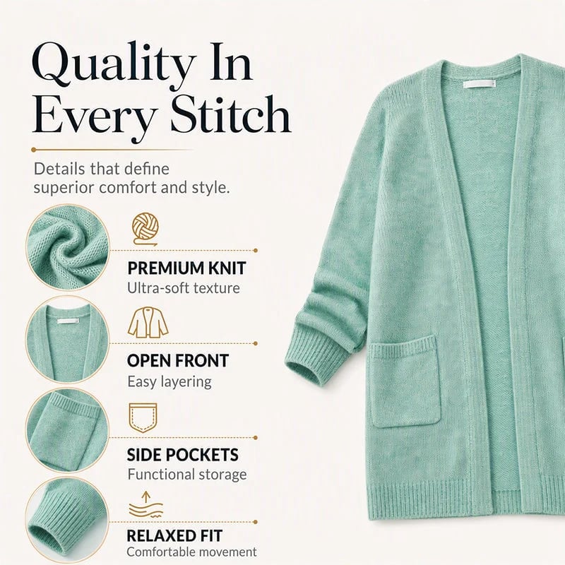 Women's Casual Open Front Knit Cardigan
