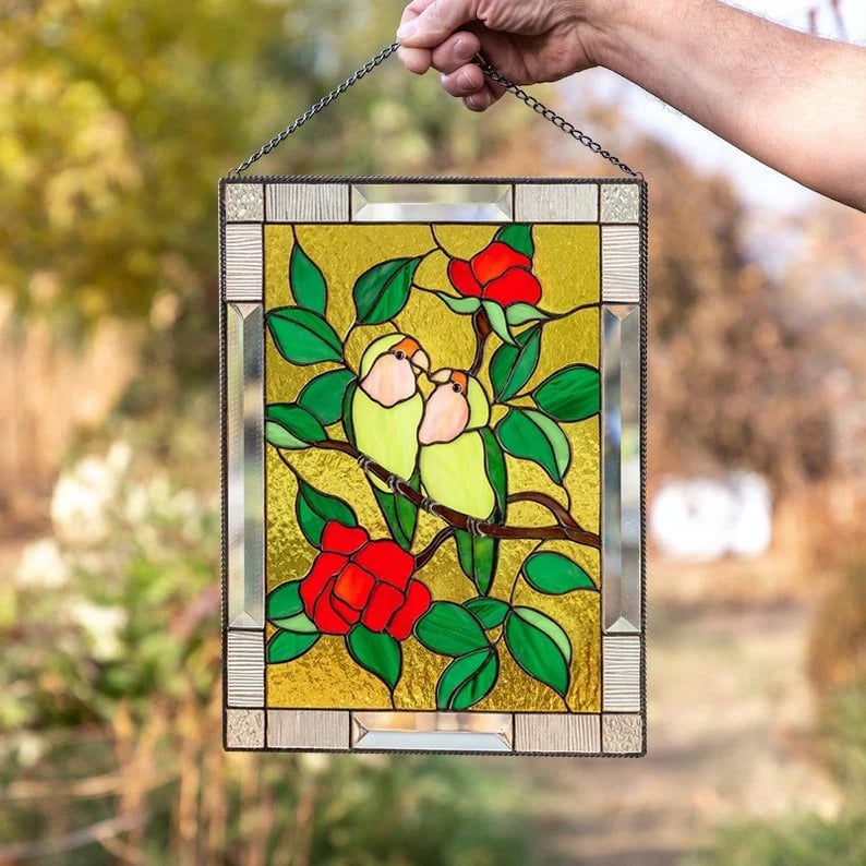 🔥Stained Birds on Window Panel🕊️✨