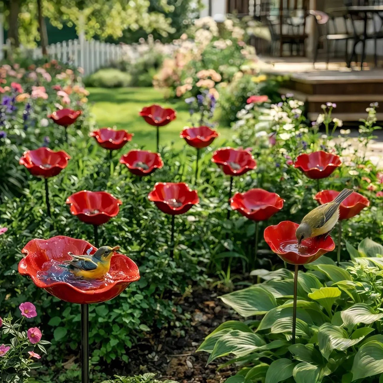 🐦 Handcrafted Outdoor Metal Flower Garden Stakes 🐦