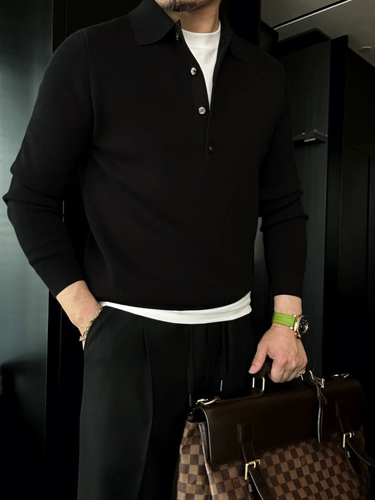 aldorian™-Men's Long Sleeve Knitted Polo Sweater (Buy 2 Free Shipping)
