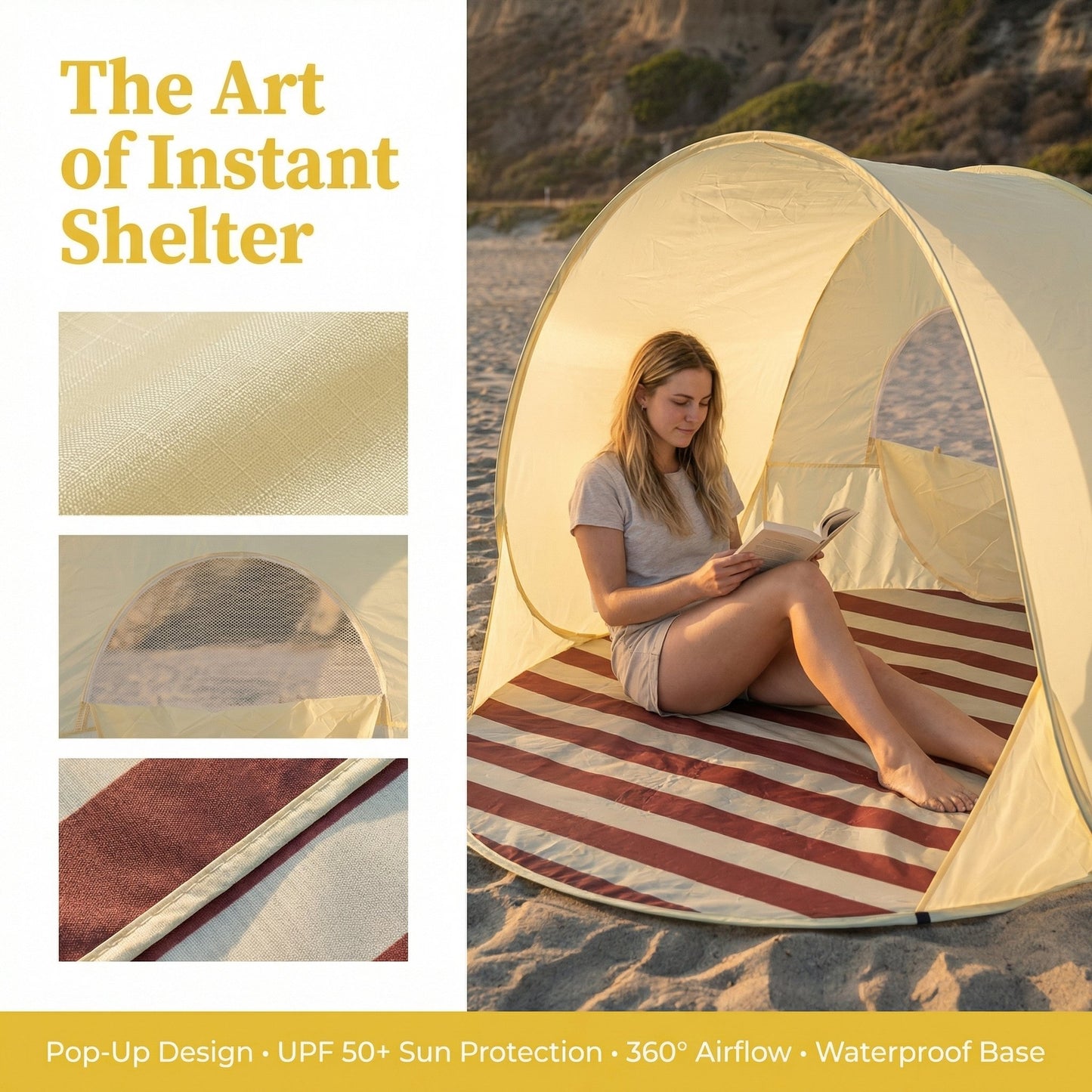 🏖️⛺️Pop-Up Beach Tent with UV Protection