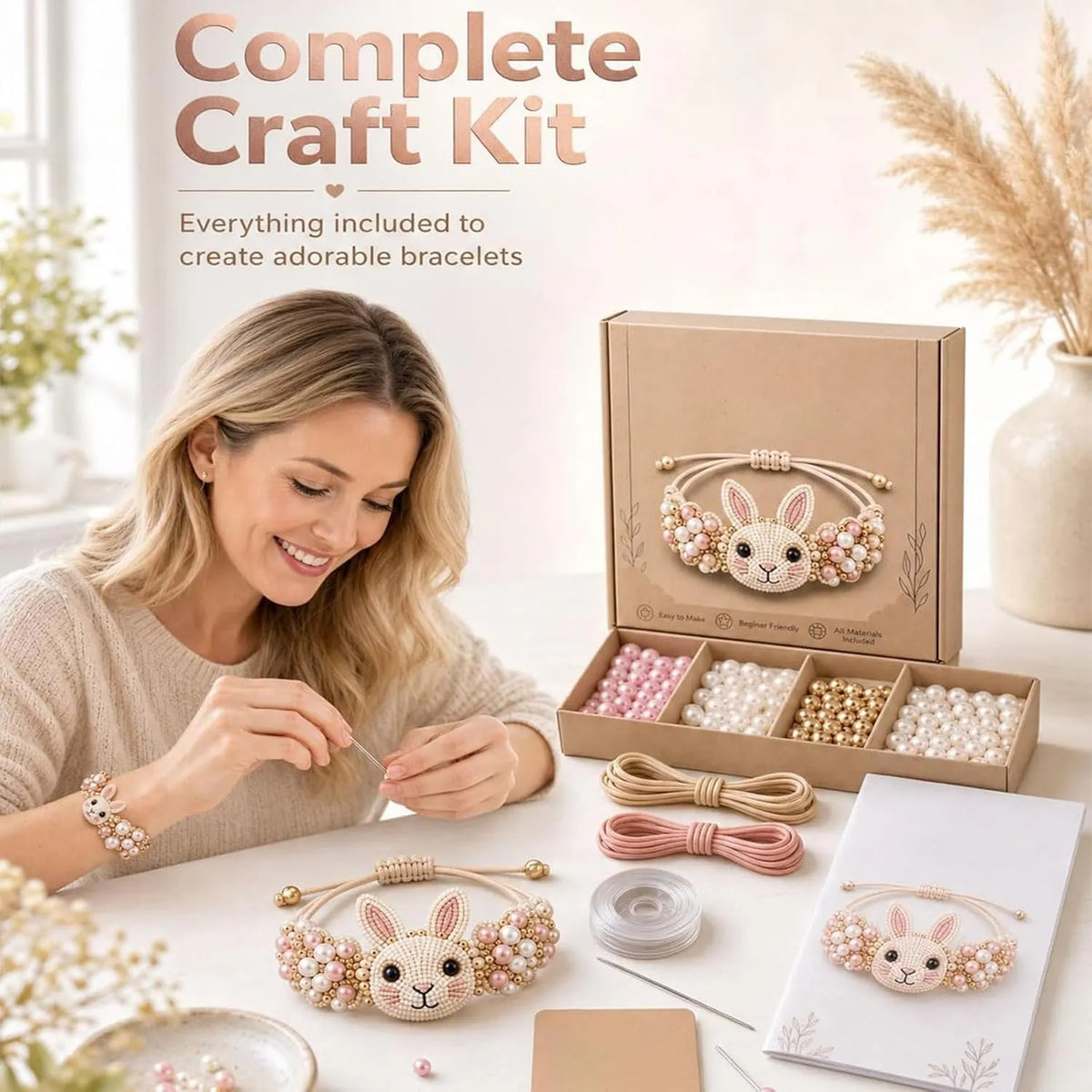 🐰🐙 DIY Animal-Themed Beaded Bracelet Making Kit – A Creative DIY Set for Beginners