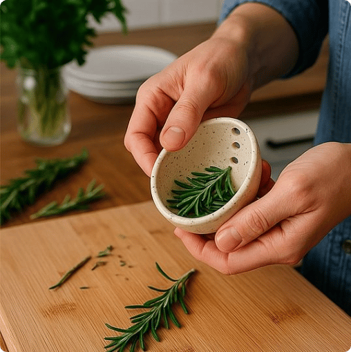 50% off  Pottery Herb Stripper Bowl