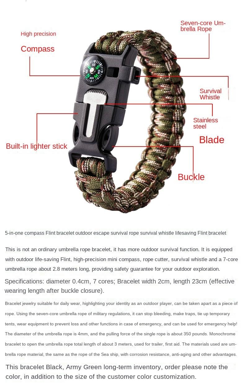 aldorian™-Multifunctional 5 in 1 Multifunctional Outdoor Parachute  Rope