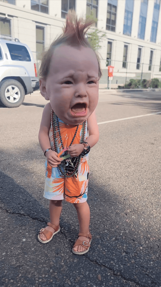 aldorian™-🎃2024 Halloween Hot Sale🔥Creepy and hilarious Latex Head Masks (Crying punk baby)