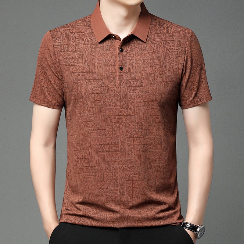 aldorian™-Fashionable cooling breathable printed lapel t-shirt for men