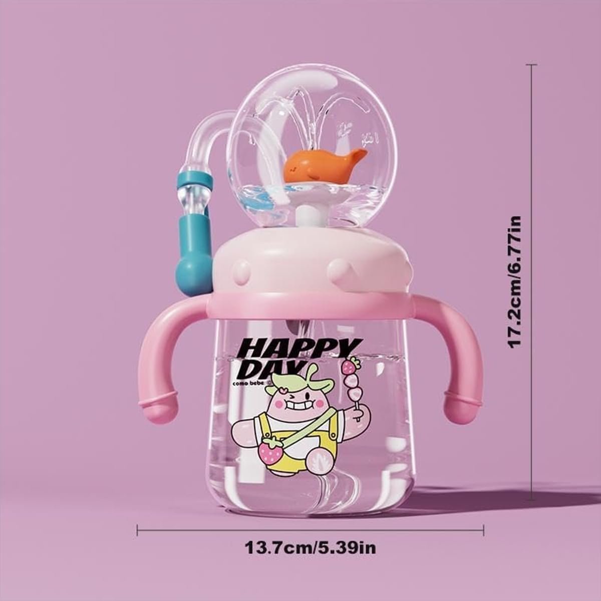 aldorian™-Drinking Cup With Whale Squirt, Weighted Sippy Cups With Adjustable Straps