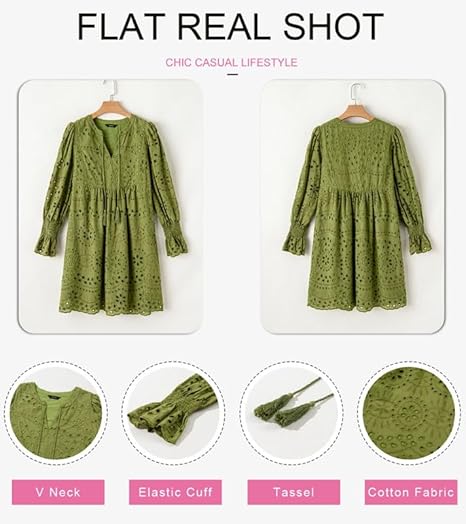 2025 New Arrival- Casual Eyelet Lace Dress for Women(Buy 2 Free Shipping)