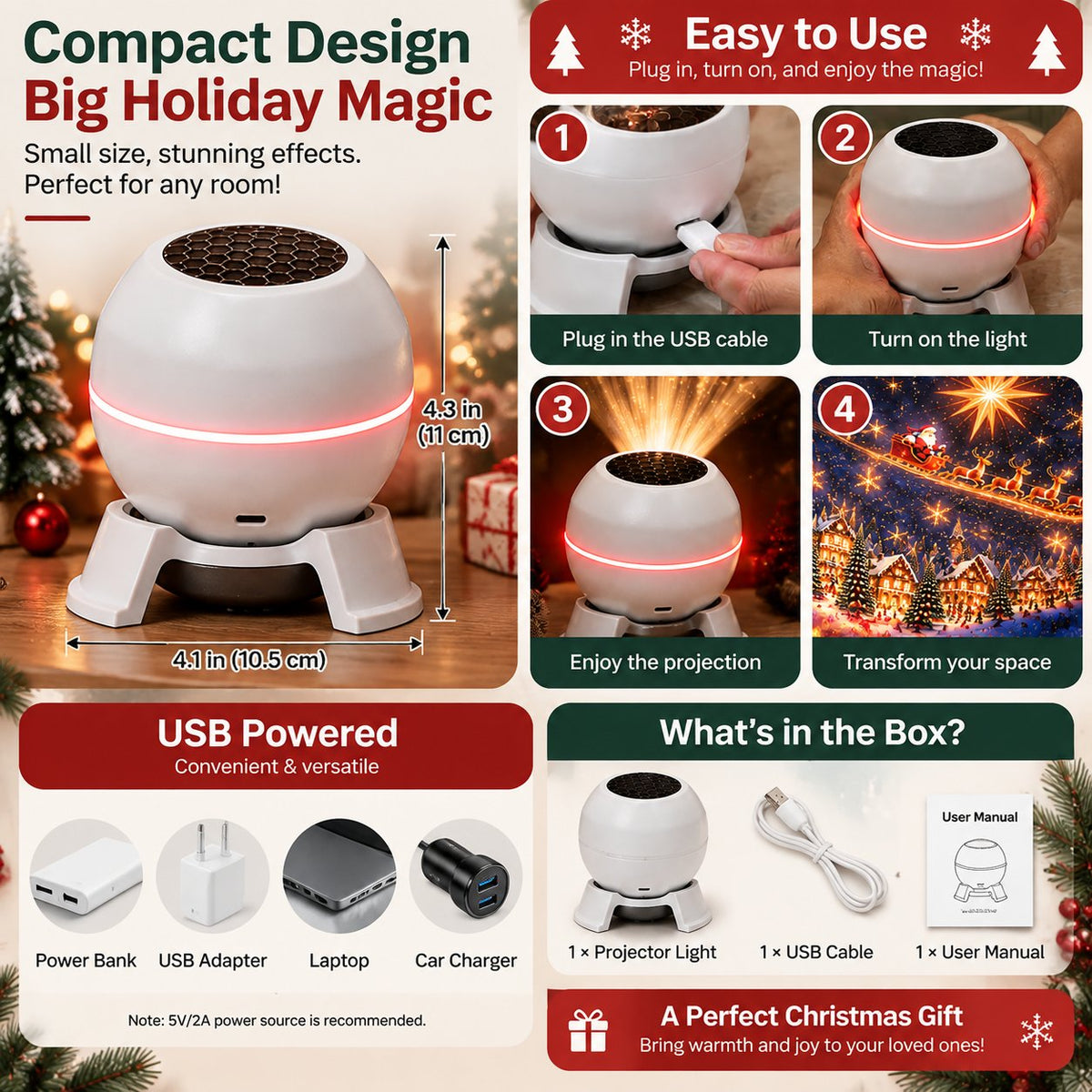 🎄Christmas Sale 49% OFF🎄- Magical Christmas Projection Night Light