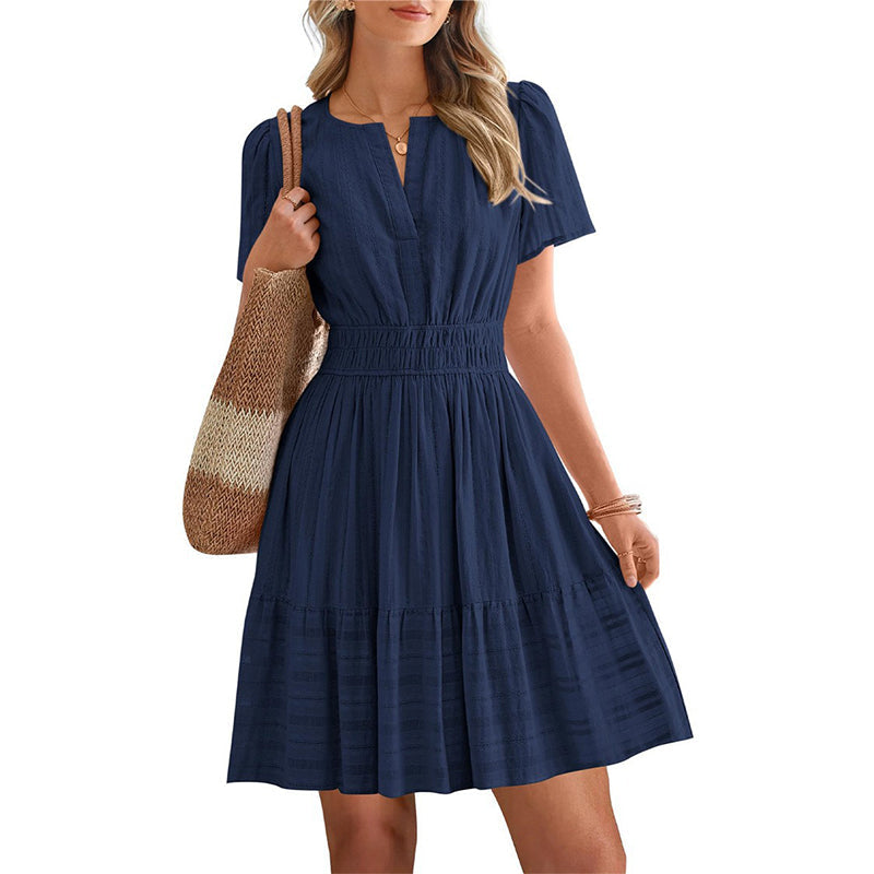 🌸Women Short Sleeve Tiered Mini Dress