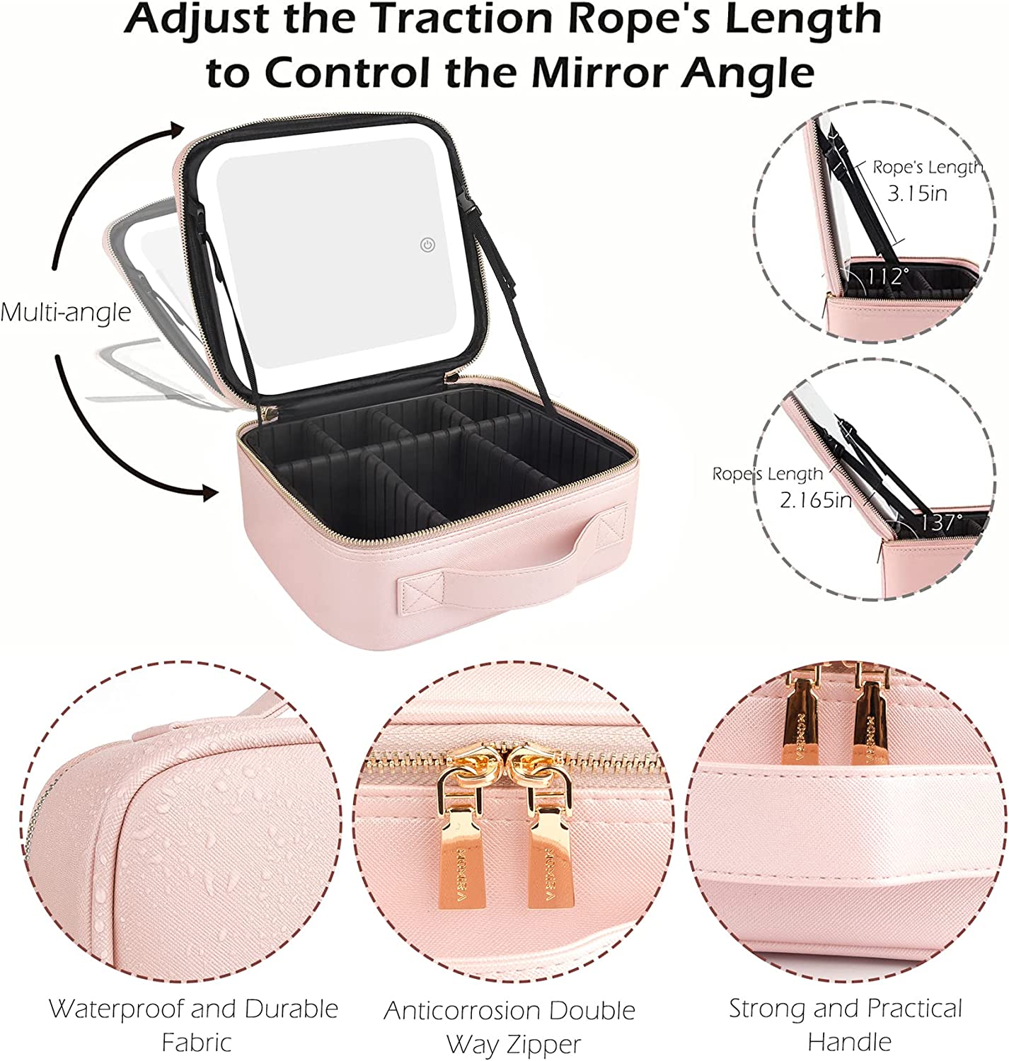 aldorian™-💝Makeup bag with LED Mirror