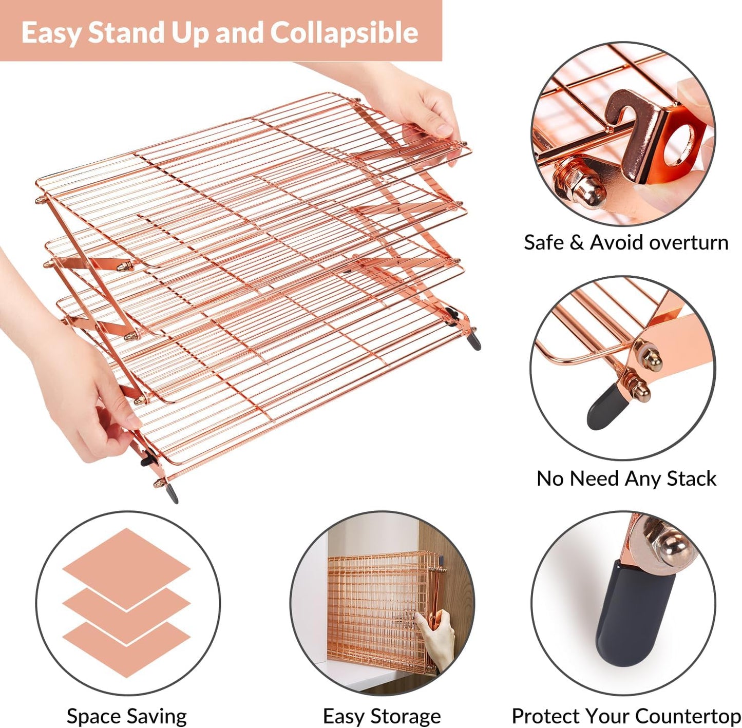 🍪 3/4-Tier Collapsible Cooling Rack – Expand to Bake, Collapse to Save Space!