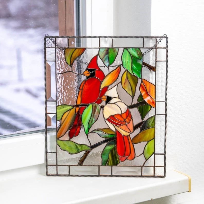 🔥Stained Birds on Window Panel🕊️✨