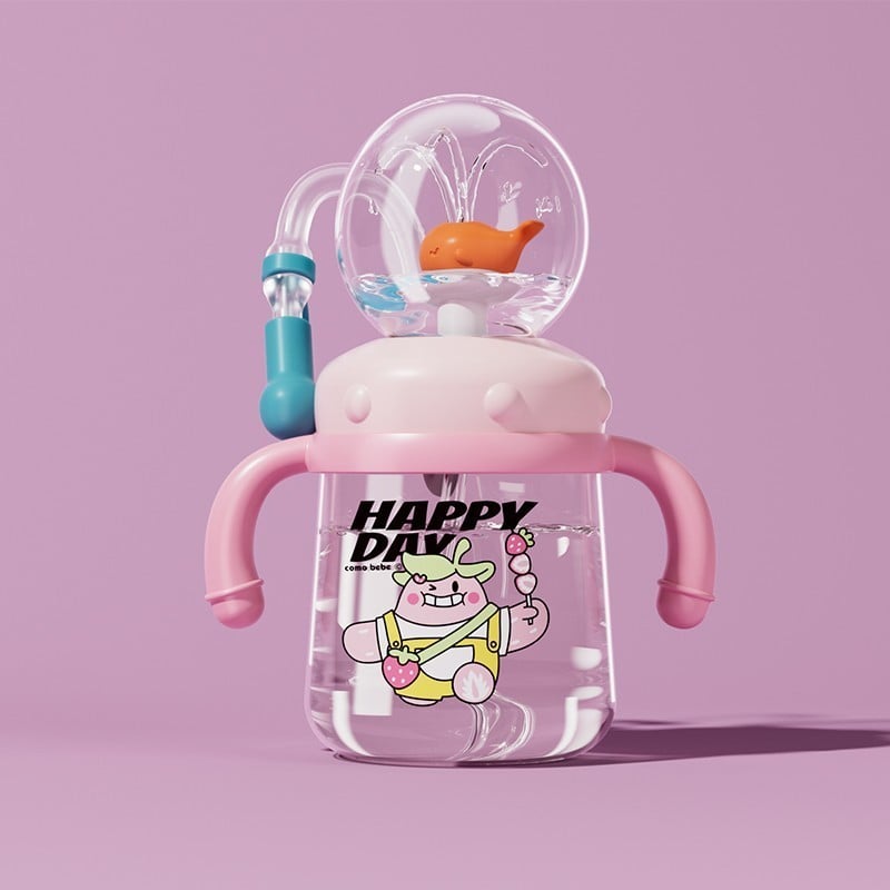 aldorian™-Drinking Cup With Whale Squirt, Weighted Sippy Cups With Adjustable Straps