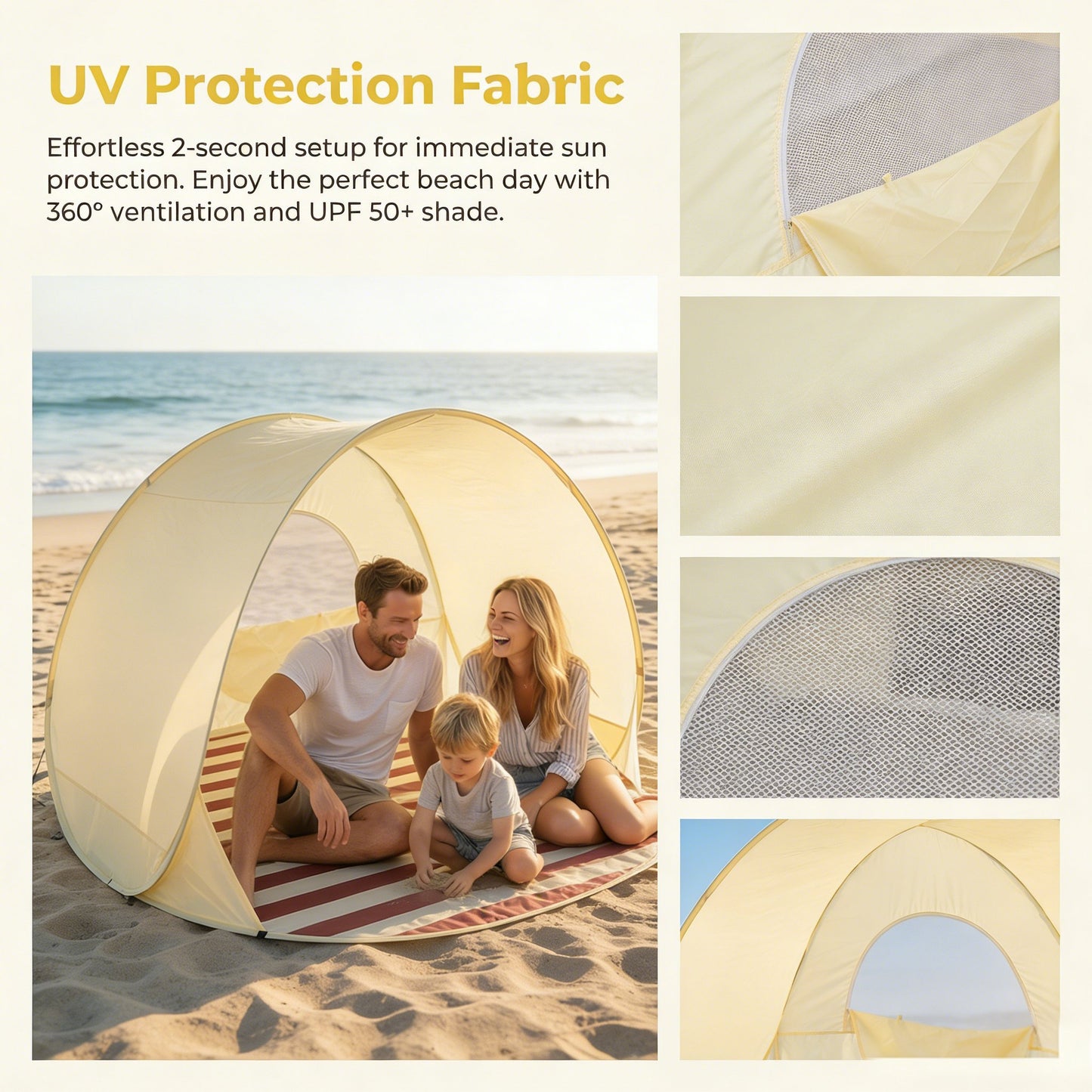 🏖️⛺️Pop-Up Beach Tent with UV Protection