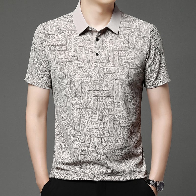 aldorian™-Fashionable cooling breathable printed lapel t-shirt for men